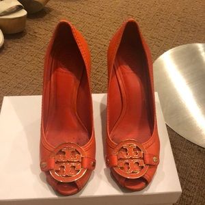 Orange Tory Burch Wedges